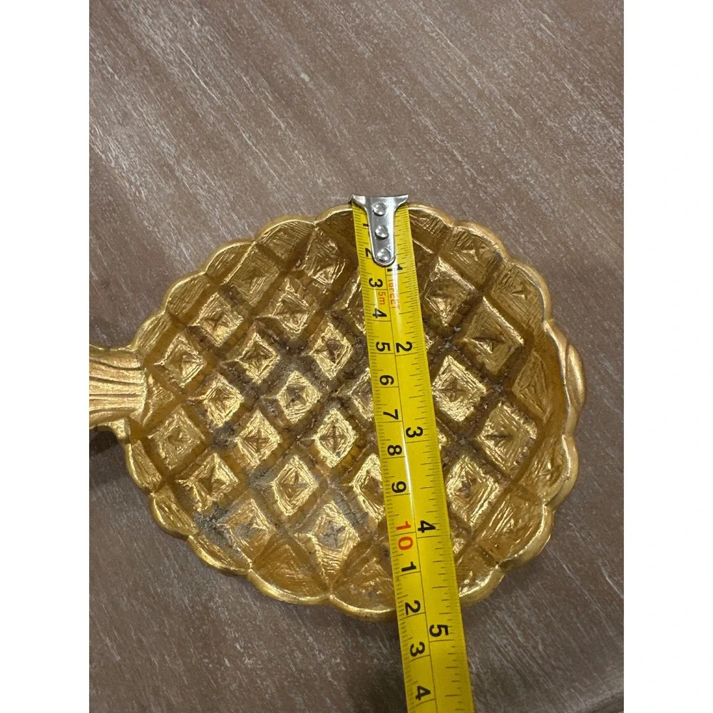 Rare Vintage Tano Signed Gold Pineapple Catchall Tray - Footed Vanity Dish